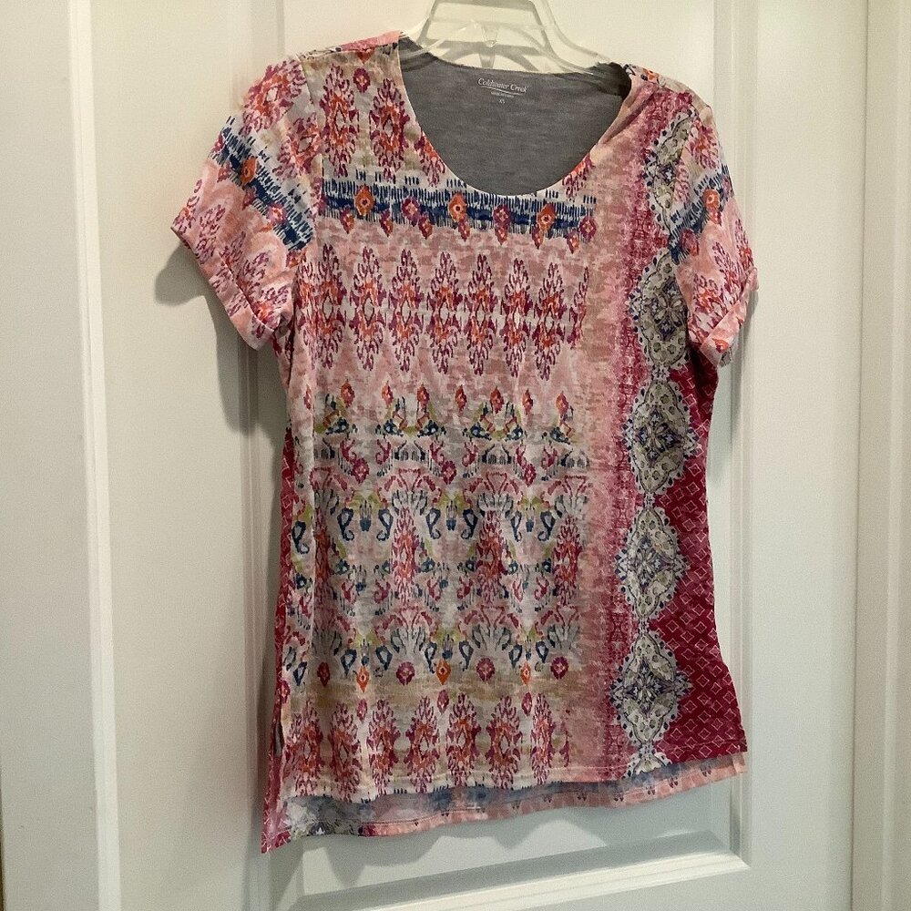 Summer Days Burnout Tee, Coldwater Creek, Pink multi, size XS